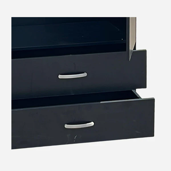 2 Door 2 Drawer Wardrobe Black - Image 2