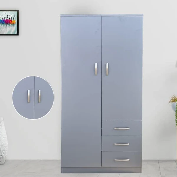 2 Door 3 Drawer Grey Wardrobe - Image 2